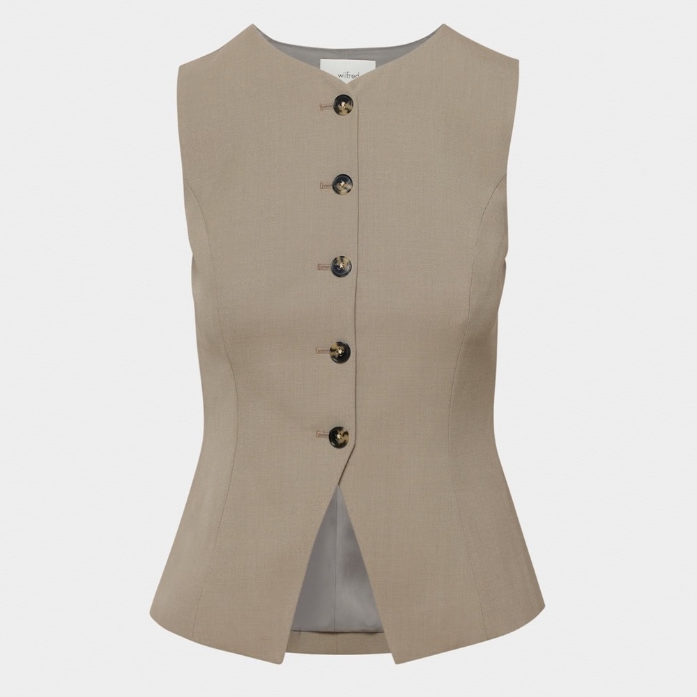 Aritzia Wilfred Regal Wool Vest. Modern Taupe Size 4